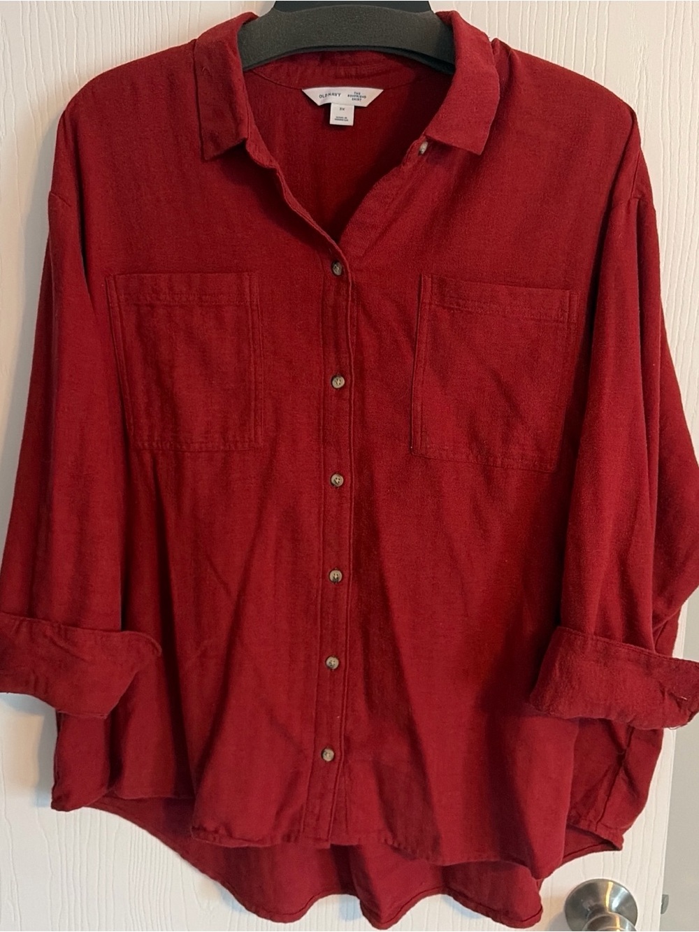 Old Navy Red Women's Casual Button-Down Shirt